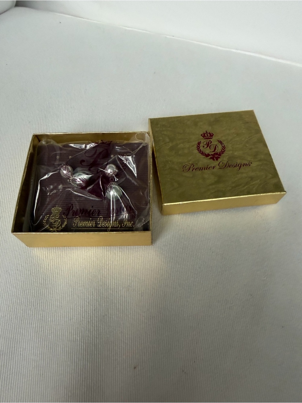 Premier Designs Gold Box with Silver-Tone Wrapped Earrings